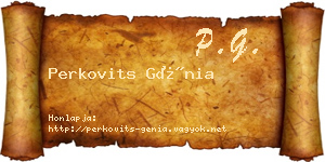 Perkovits Génia névjegykártya